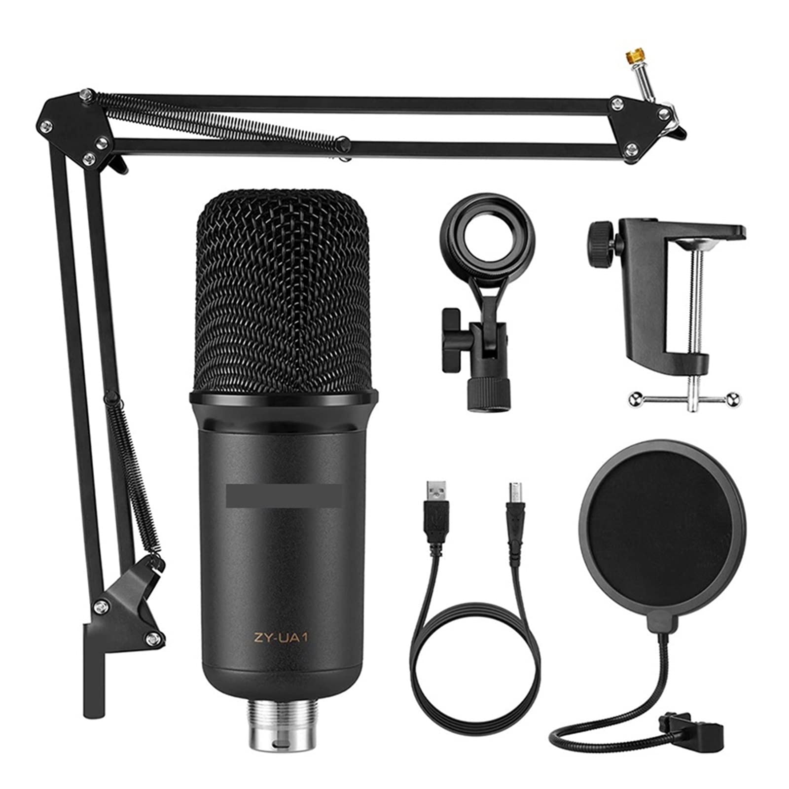 Microphone de streaming USB avec bras articulé ajustable pour PC et ordinateur portable