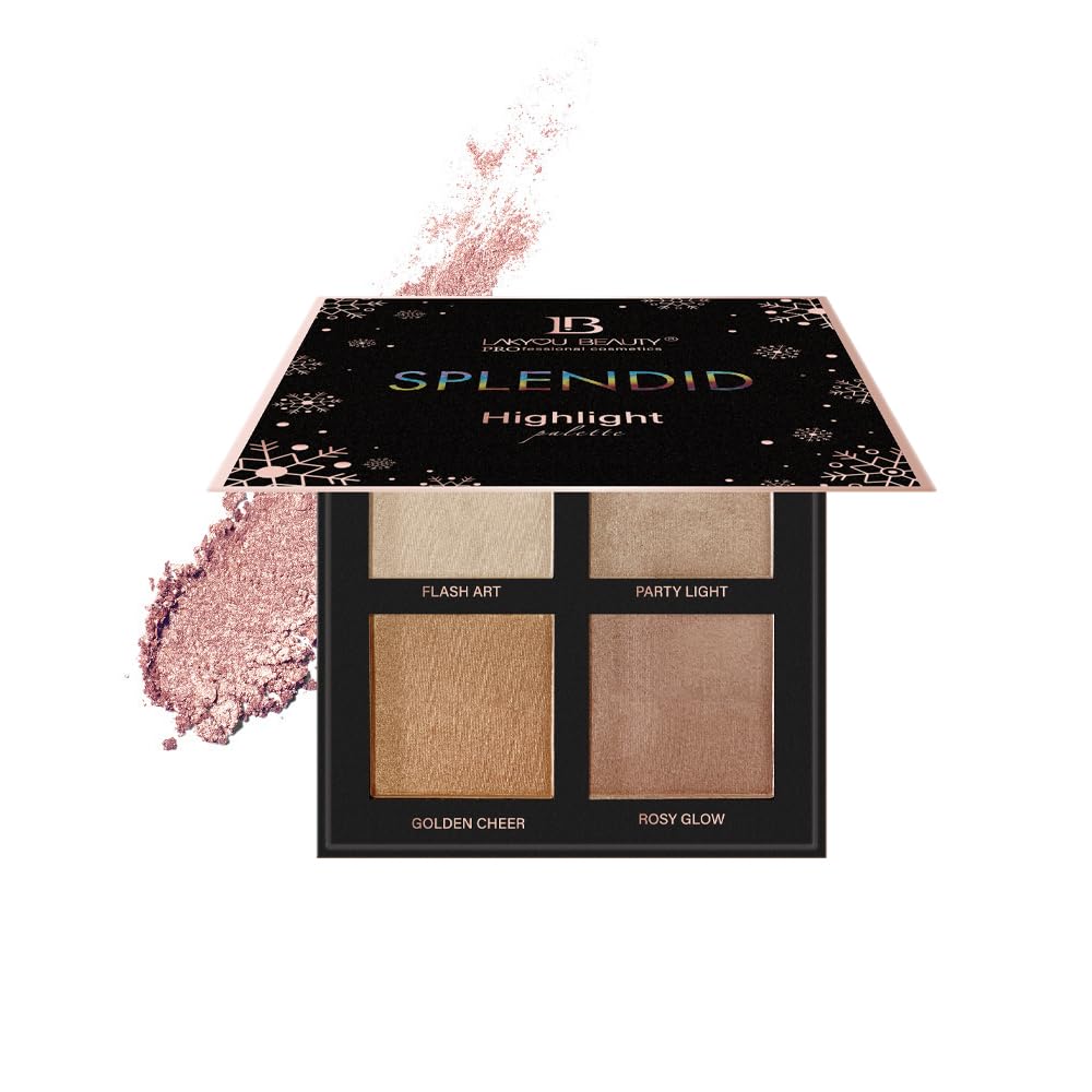 Lakyou Beauty Splendid Highlighter Palette | 4 Natural Shades | Highly pigmented | Easily Blendable | Melts Into Skin | 18g Lakyou Beauty Splendid Highlighter Palette | 4 Natural Shades | Highly pigmented | Easily Blendable | Melts Into Skin | 18g