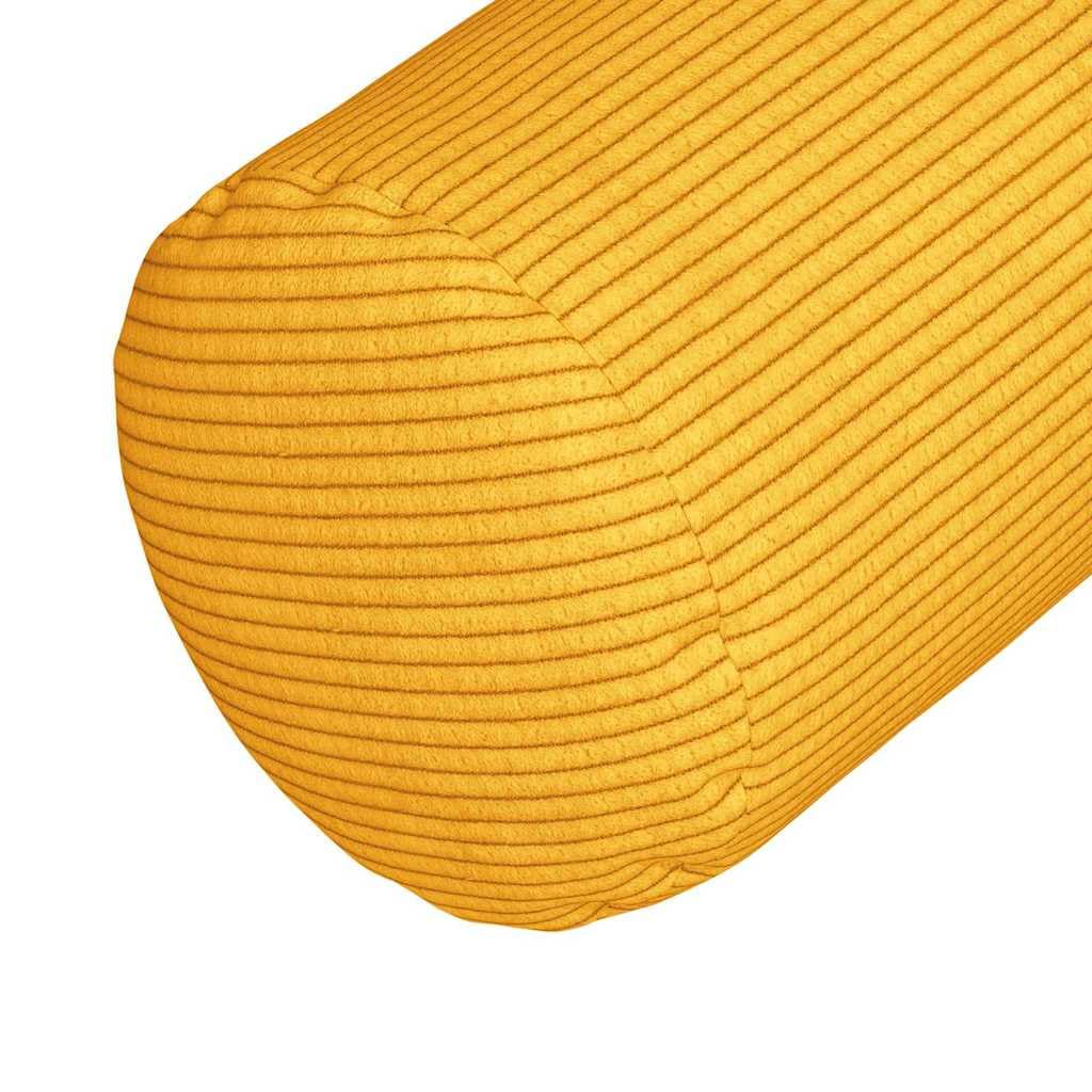 Poduszka bolster 2 sztuki, jasnożółty materiał sztruksowy, Ø 15 x 40 cm, poduszka ozdobna, miękkie wypełnienie, na sofę, łóżko, do wnętrz, wygodny zestaw