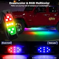 Vista 2 de Rock Lights for Trucks Dreamcolor 20 Pods RGB Rock Light with APP/RF Control 200 Dynamic Modes Music Sync LED Underglow Lights Kit IP67 Waterproof