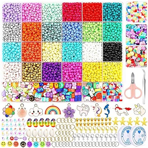 Chennyfun 5300Pcs Clay Beads Kit, Clay Beads Bracelet Making Kit,24 Colours Round Beads Polymer Clay Beads for Girls Jewellery Making Bracelet Necklace Earring DIY Jewellery Making Kit for Kids Adults Cover
