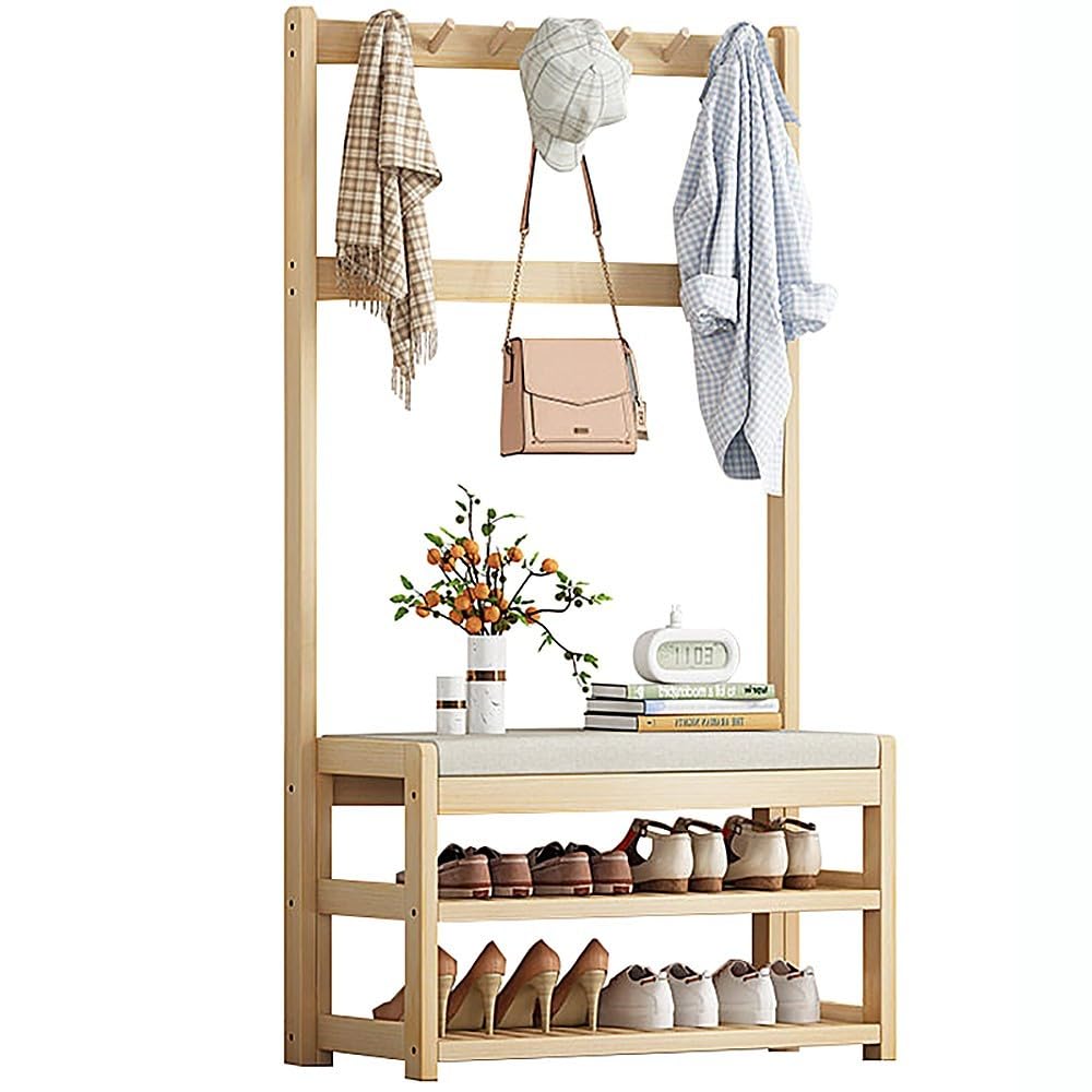 Porte-manteau en bois de qualité supérieure et son banc de rangement élégant