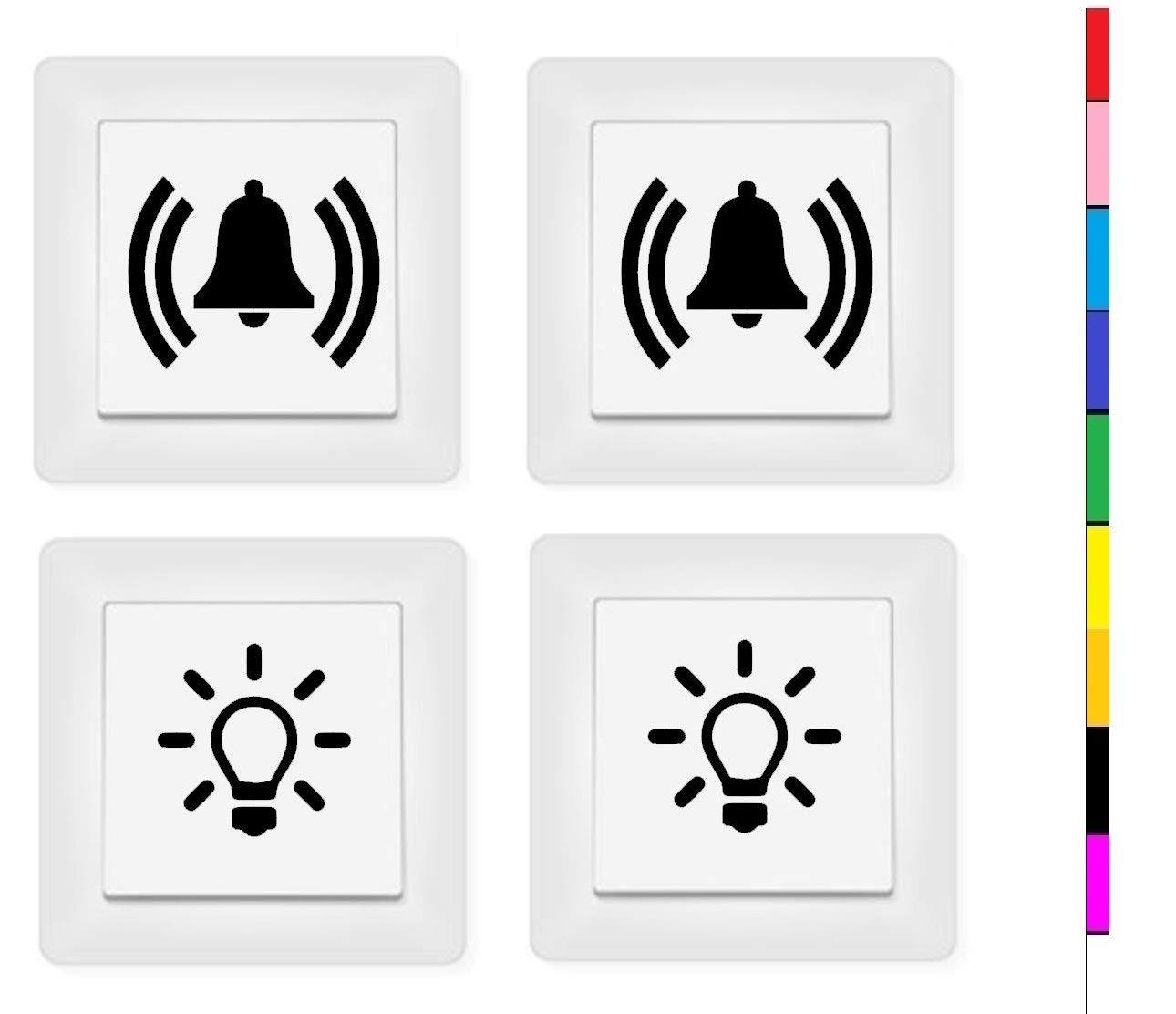 Generic 2x Light Switch and 2x Bell Switch Sticker Switch Sticker (131/5/2), Medium Gold Shine
