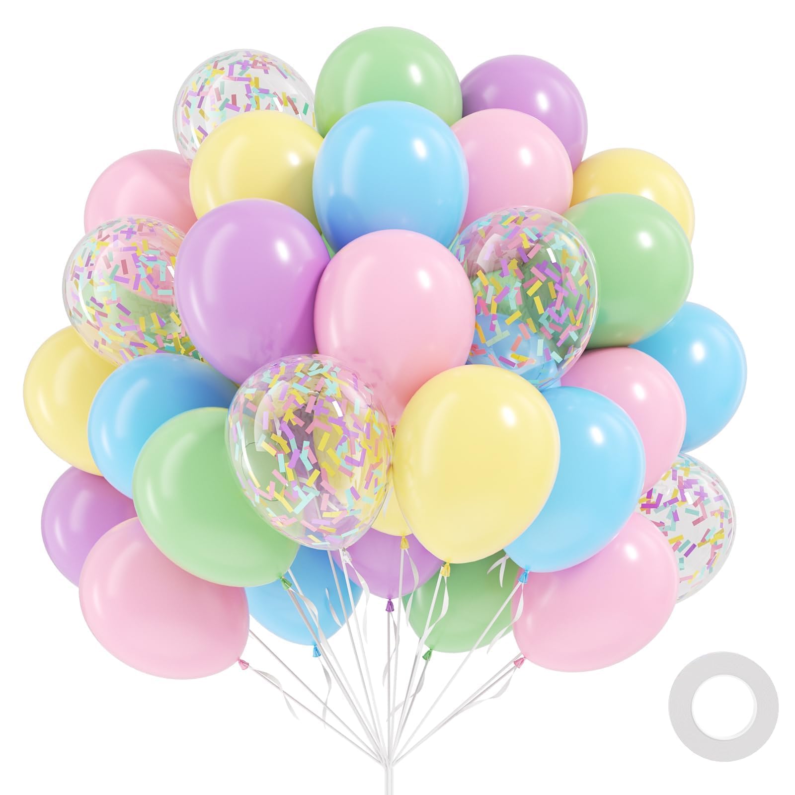 60pcs 12inch Ice Cream Balloons with Pink Blue Purple Green Yellow Balloons | Baby Shower, Birthday Party Decorations