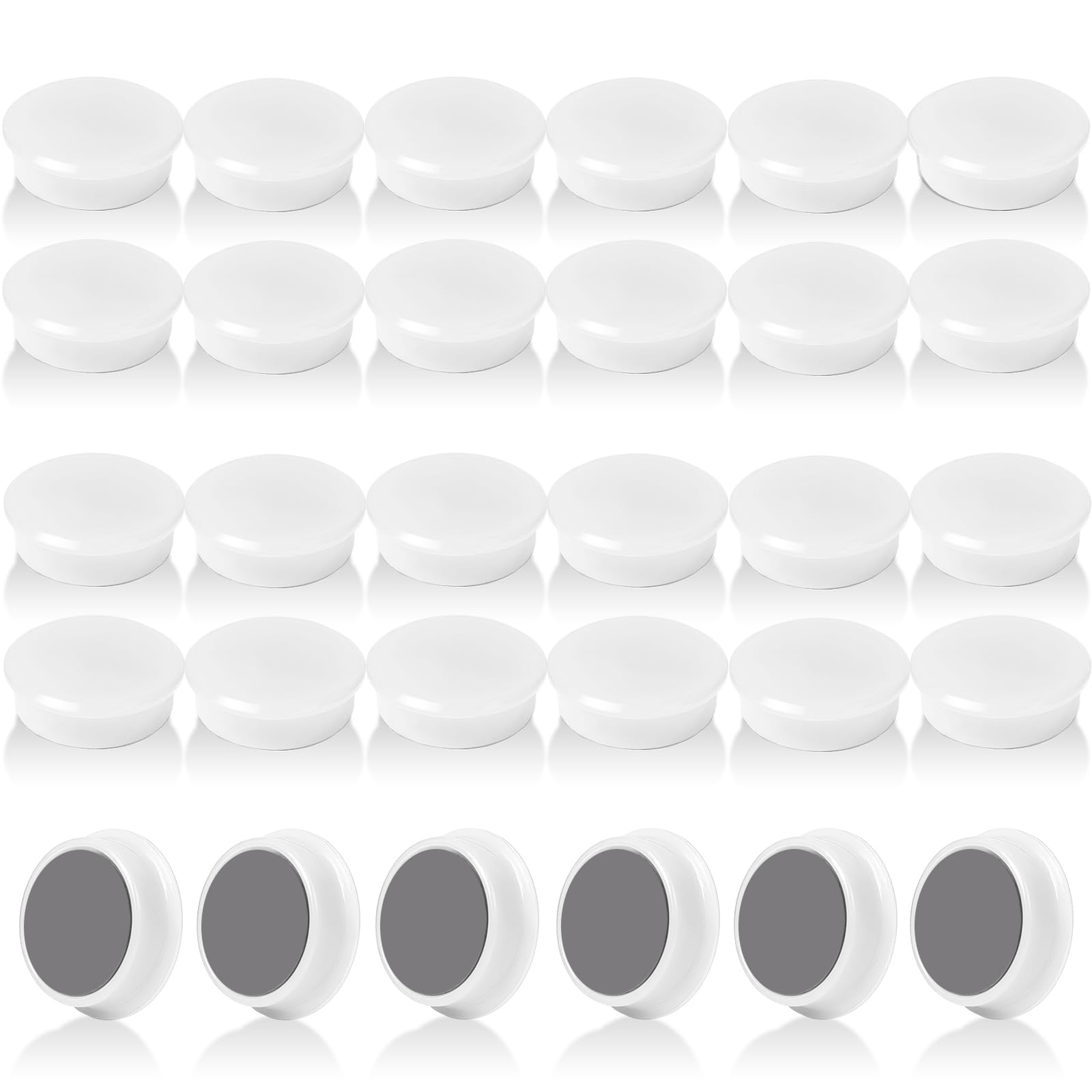 QOJOPU Fridge Magnets, 30PCS Strong Magnet - White Round Decorative Mini Magnets Heavy Duty for Crafts, Notice Board - Small Cute Whiteboard Magnets or Adults, Office, School,Classroom - Magnetic Dots