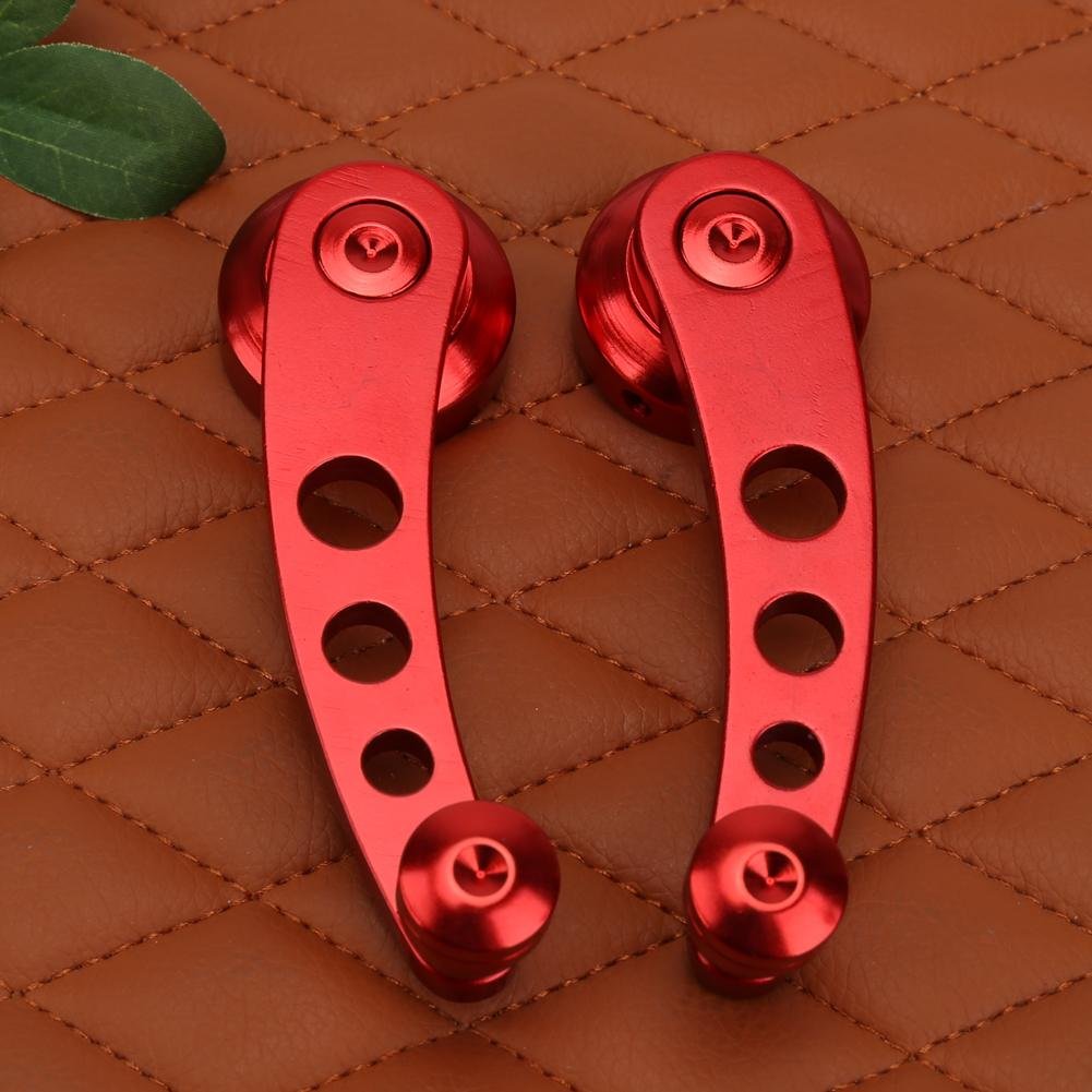 La Cabina 2 Pezzi Manovelle per Finestrini Auto in Lega di Alluminio Maniglia per Finestrino Manovella Alzacristalli Universale (Rosso)