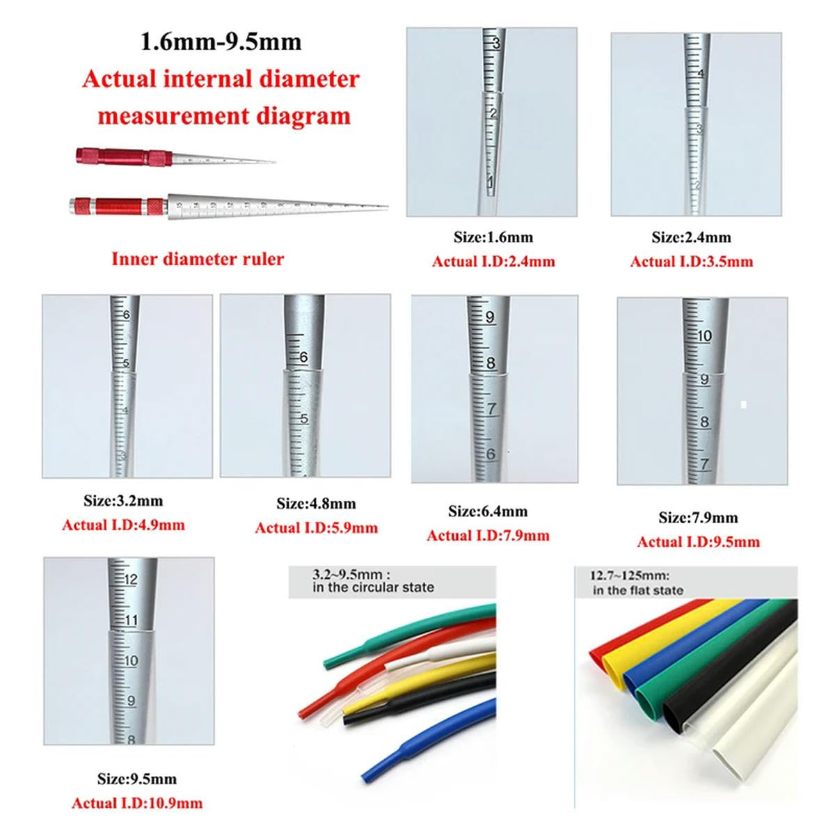Gaine thermorétractable 3:1 à double paroi, diamètre : 1,6/2,4/3,2/4,8/6,4/7,9/9,5/12,7 mm, gaine adhésive, 1 m/pièce, vert, 90 mm x 1,22 m