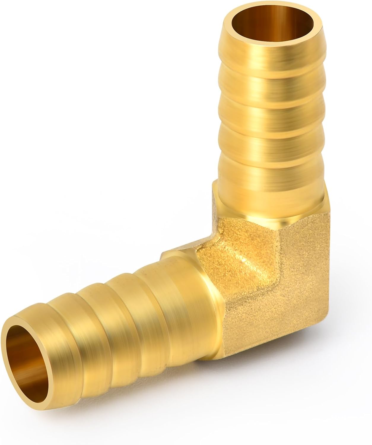 GASHER 20 Pieces Brass Hose Barb Reducer, 3/4 Inch to 3/4 Inch Barb Hose ID 90 Degree L Right Angle Elbow with 40 Hose Clamps, Brass Barb Reducer SPLICER Fitting Fuel/AIR/Water/Oil/Gas/WOG