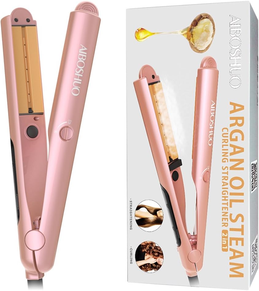 Steam Hair Straightener Flat Iron , 1 Inch Ceramic Hair Straightener for Argan Oil Steam