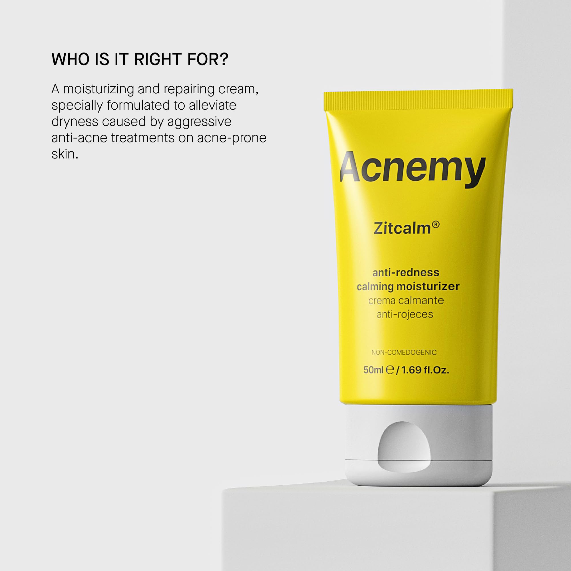 ACNEMY ZITCALM CREAM - Soothing Anti-Redness Cream, Oil-Free Repairing Moisturizer, 50 ml – Vitamin F, Bisabolol and Allantoin, Reduces Irritation and Restores the Skin Barrier