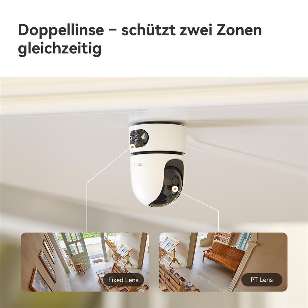 Imou Ranger Dual Pro 3MP+3MP WLAN Innenkamera mit 2 Objektiven, 360° PTZ, Dualband WiFi 6, Vollfarb-Nachtsicht, Personen- & Haustiererkennung, Auto-Tracking, Sirene, 2-Wege-Audio, microSD bis 256GB