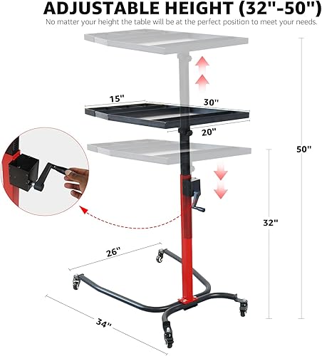 Miniatura 2 de BESTOOL Mesa de trabajo móvil de altura ajustable de 32 a 50 pulgadas
