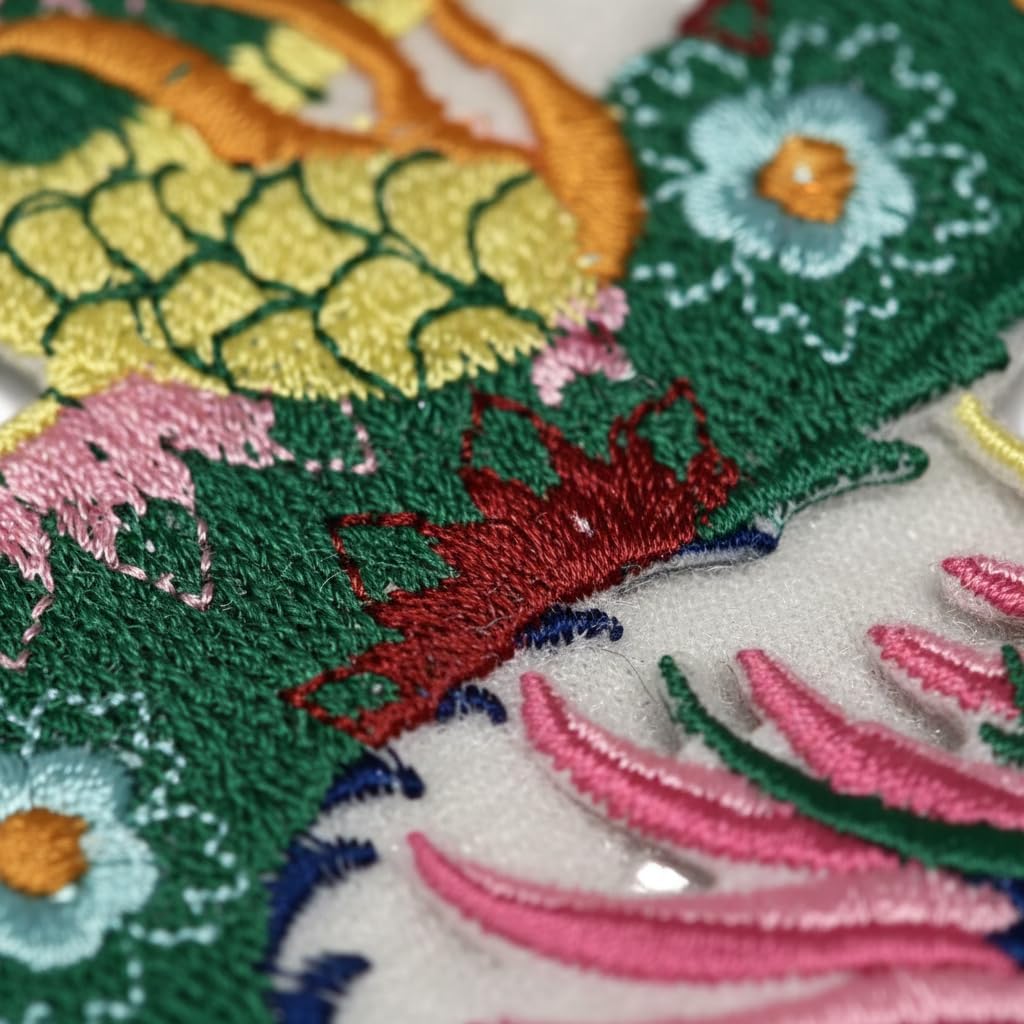 Custom Colorful Asian Dragon Embroidery Iron On/Sew Patch [6.74" x 7.8"][Made in USA]