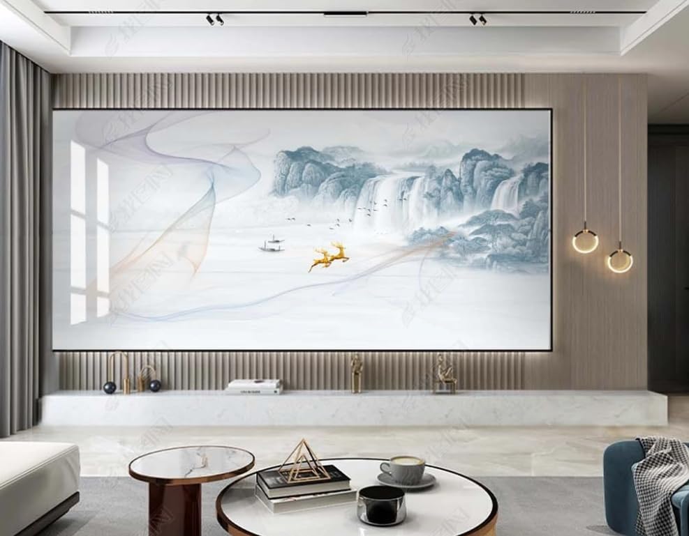 Poster géant mural salon paysage encre chinoise pour une ambiance zen
