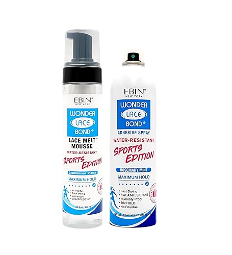 Miniatura 1 de Wonder Lace Bond Lace Melt Mousse - Paquete de 8.5 onzas con spray adhesivo edición deportiva de 6.08 onzas por EBIN NEW YORK  Máxima sujeción con
