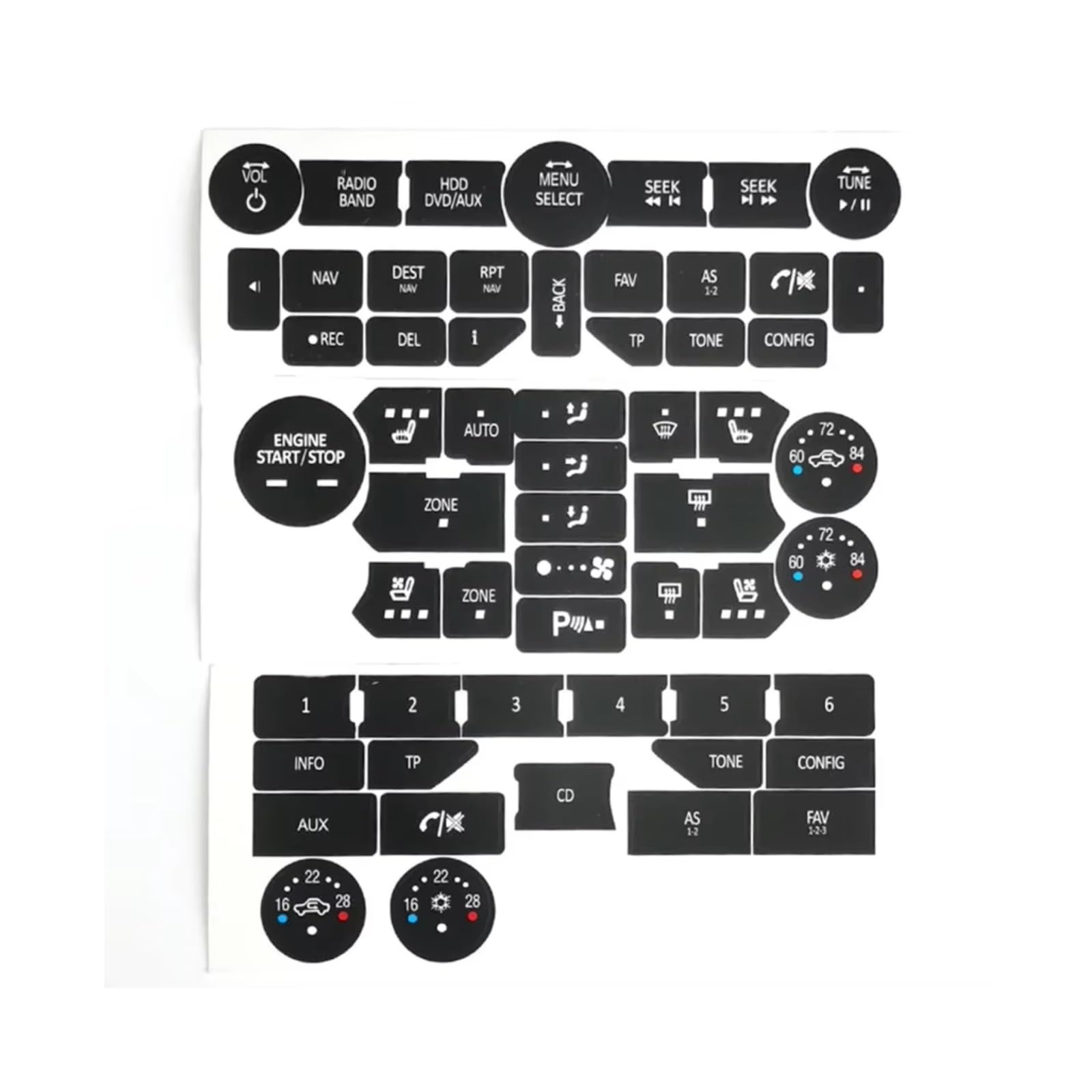 Modification Interior Compatible with SAAB 3rd Gen 9-5NG 9-4X Car Button Repair Decals Climate Control Radio Stickers Interior Accessories Accessory