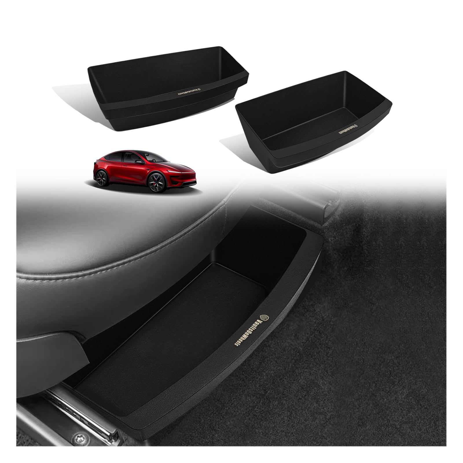 Photo 1 of VaultsOnWheels Under Seat Storage Box Fit for 2026 Model Y Juniper Refresh Accessories, Console Organizer Tool Box Custom Fit Detachable Underseat Organizer
