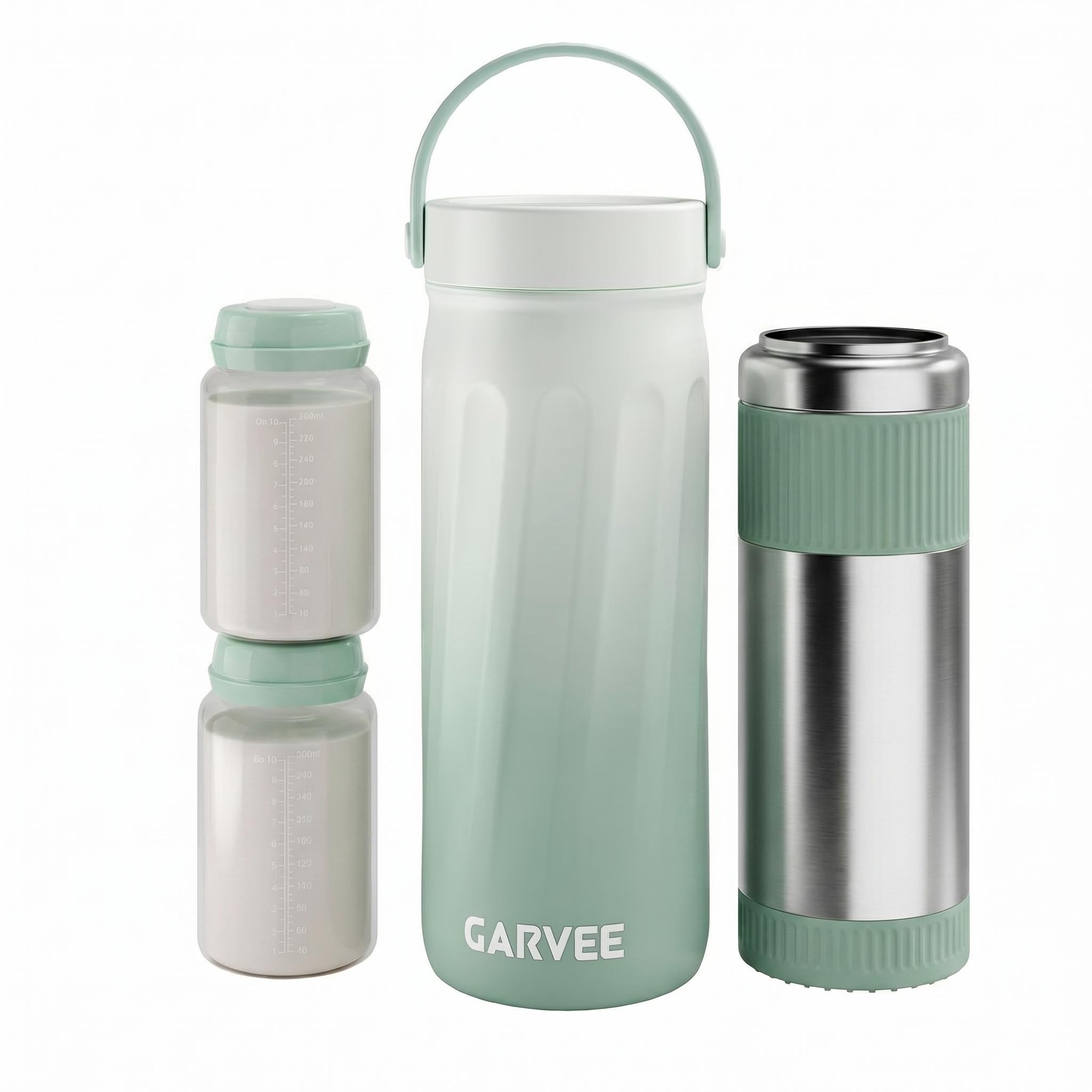 Muttermilch Kühlbox Tragbar 2 Flaschen 300ml 24h Kühlen Warmhalten Grün | 360 Grad Isolierung Stillzubehör für Unterwegs Reise und Auto für Baby Flaschen