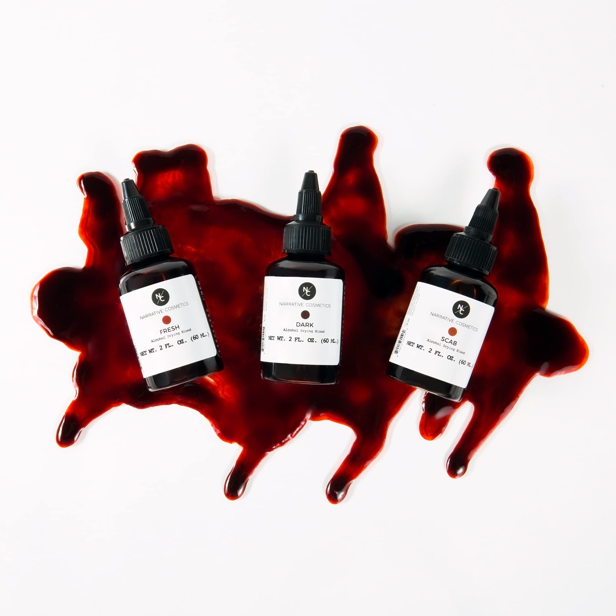 Sangre de secado de alcohol, sangre líquida falsa ultra realista, maquillaje SFX para el escenario, película, Halloween y cosplay, kit de sangre oscura, fresca y sarna, botellas de 2