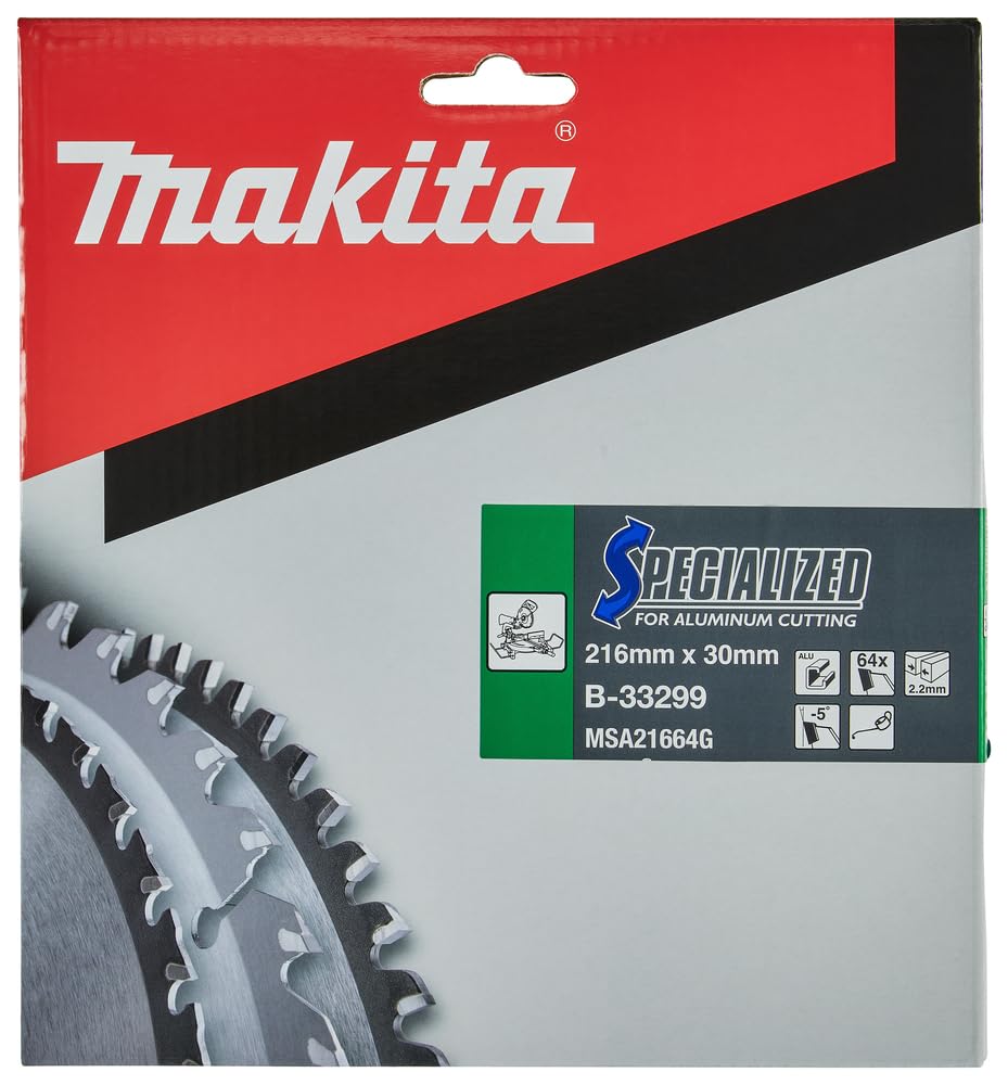 Makita B-33299 Specialized Aluminium Cutting Saw Blade 216x30x64T, Bronze - Image 2