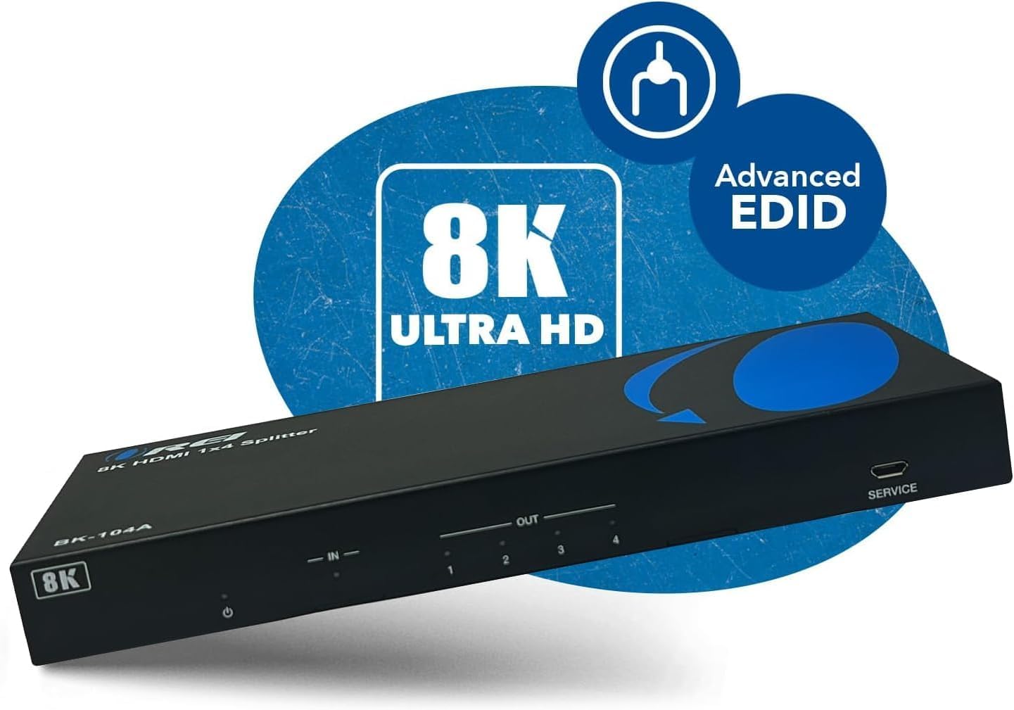 OREI Splitter HDMI 8K 1 in 4 Out, 1 x 4 Duplicate/Mirro Screen with Audio Extractor UltraHD Supports Up to 4K @ 120Hz IR EDID HDCP 2.3 for PS5, Xbox, NVIDIA (BK-104A)