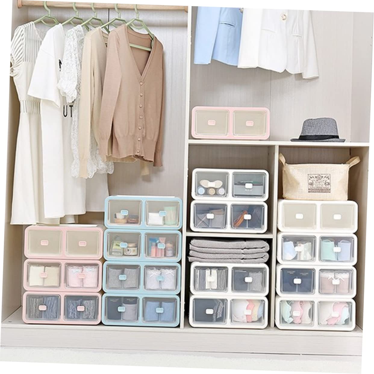 16cuadrículas Caja Organizadora Ropa Interior Calcetines Contenedor Almacenamiento Plástico Divisor Cajón Escritorio Fácil Limpiar