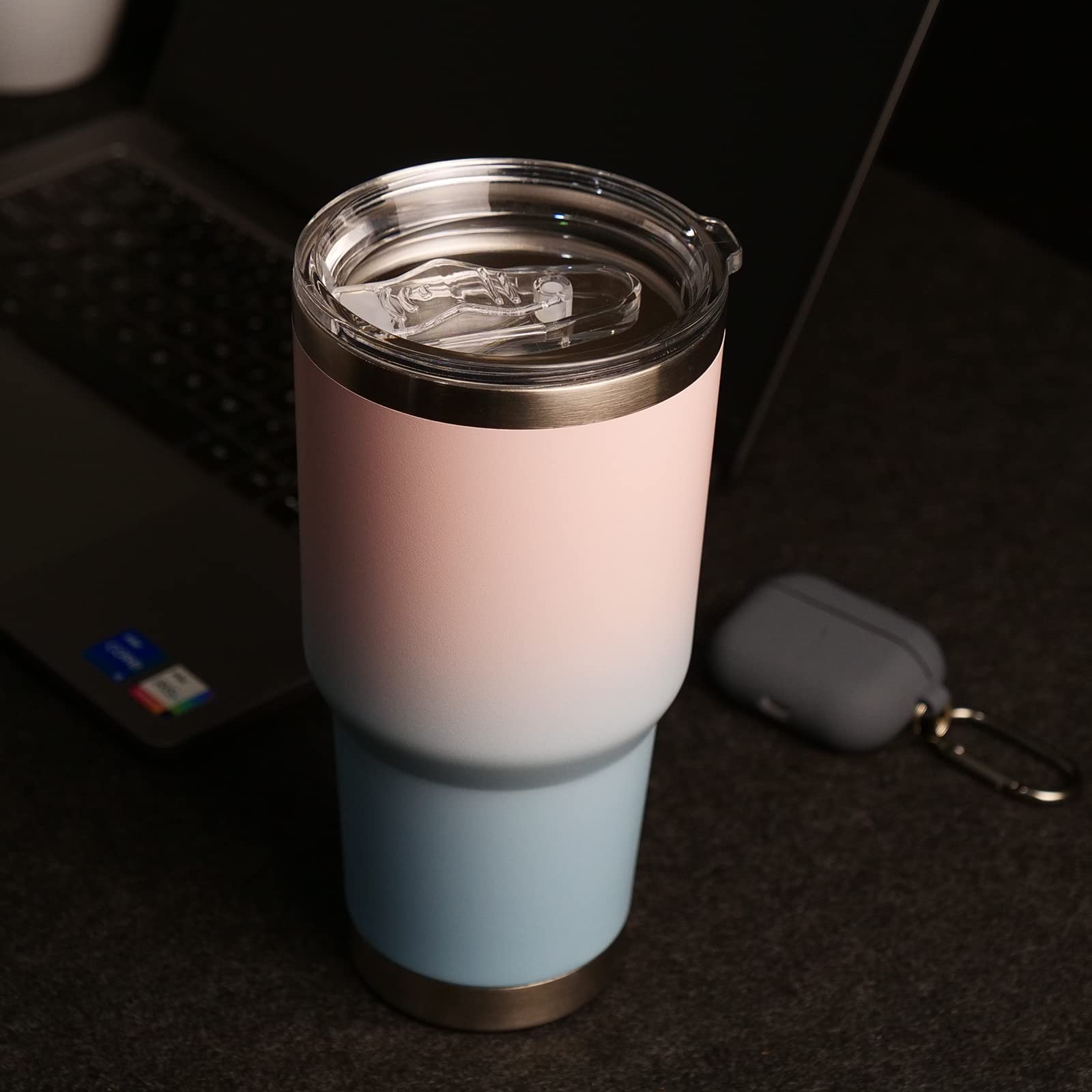 LoFone Bicchiere da 1200 ml con cannuccia, coperchio e manico, tazza da viaggio con manico, thermos per caffè caldo e freddo, a prova di perdite, tazza Stanleys isolata a prova di perdite