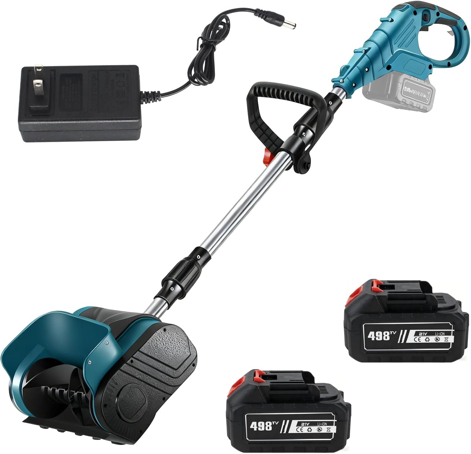 Schneefräse Akku, 900W Elektrischer Schneeschieber mit 2X 3000mAh Akku, 35CM Schneefreiheitsbreite, 15CM Schneetiefe, 7M Wurfweite, Faltbare Aufbewahrung