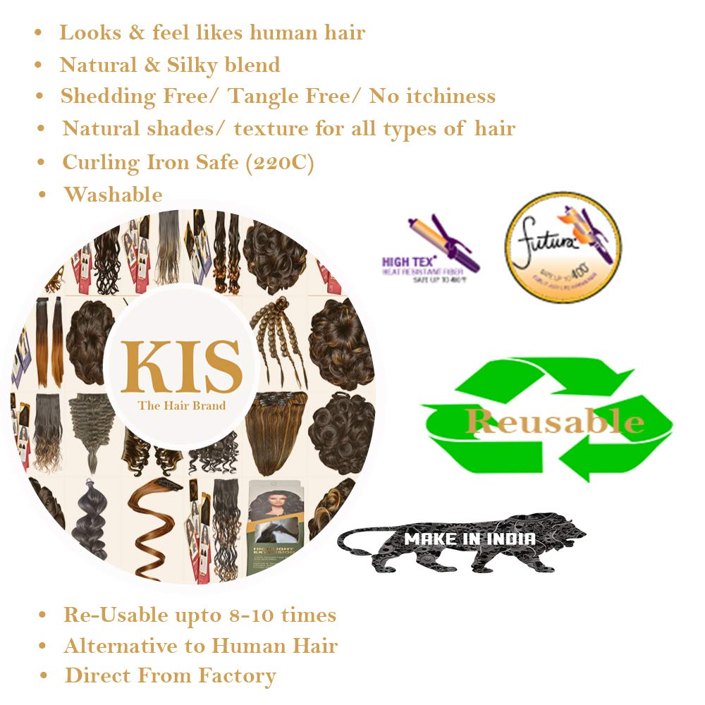 KIS Beautiful Snapon Ponytail Hair Extension (2 in 1) Human Hair Blend Salon-Quality Voluminous Luxurious Customizable Tangle Free Natural Hair (20 Inch Length So5 Natural Brown Color) 3