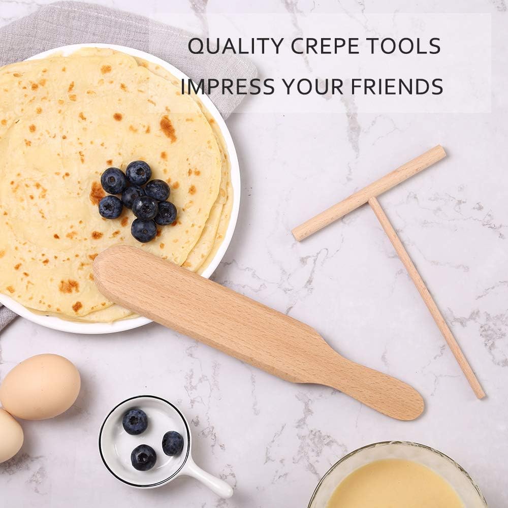 Wooden Crepe Spatula and spreaders Wooden Spatula Set Perfect Size to Fit Medium Crepe Pan