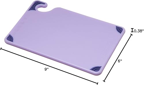 Miniatura 7 de San Jamar Saf-T-Grip Tabla de cortar de plástico con gancho de seguridad, 6 x 9 x 0.375 pulgadas, morado