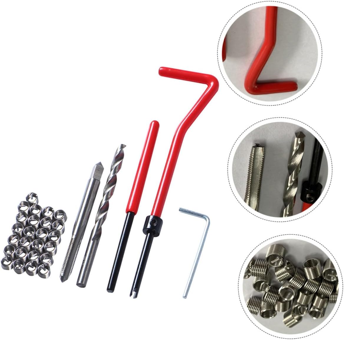 Gatuida 30pcs Thread Repairer Restorer Tool Pro Tools Repair Tool Rethread Repair Kit Automotive Wire Magnetic Roof Rack Thread Kit Thread Repair Kits Red Star Patch Alloy Car Insert, 3.2X13.5CM