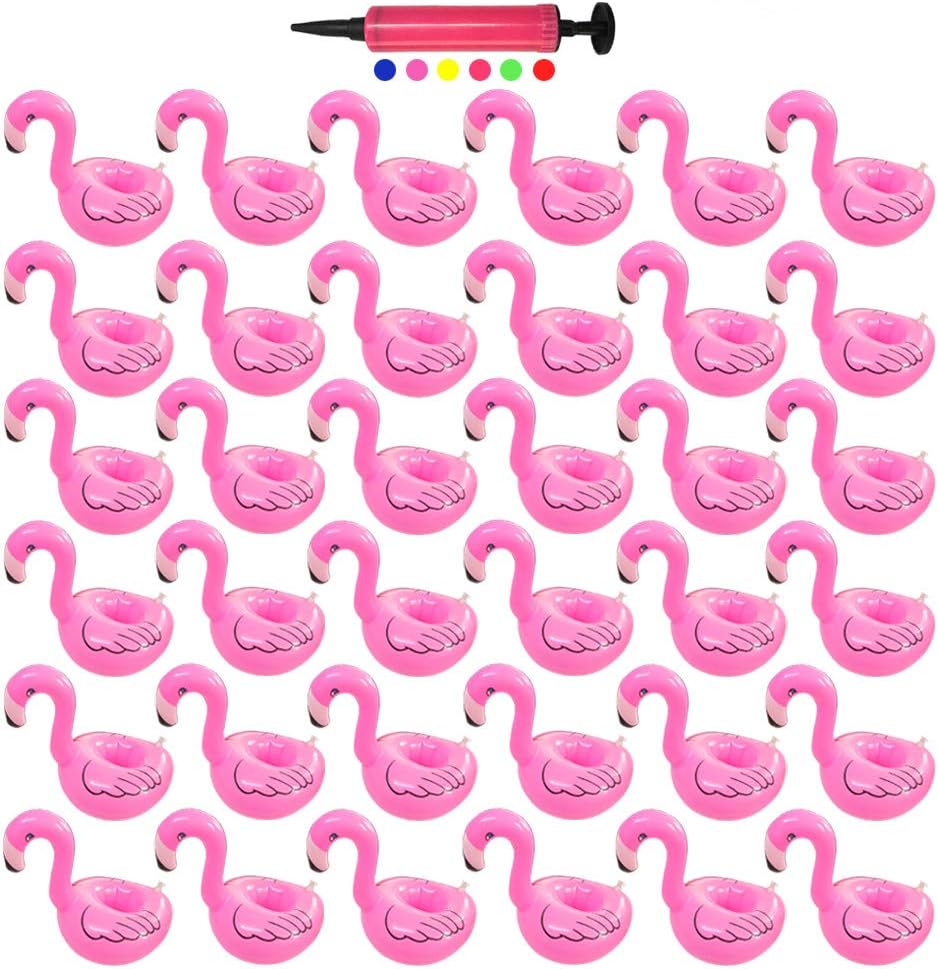 36 Packs Inflatable Drink Holders, Drink Floats Inflatable Supplies for Kids Bath Toys Flamingos - Cup Holders for Bachelorette Party and Birthday Party and Anniversaries