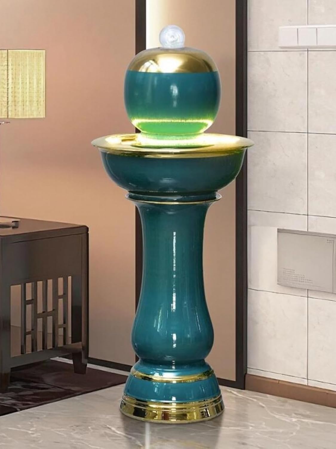 Modern 120cm Chinese Style Flowing Water Wealth Attracting Fountain Decoration Living Room Feng Shui Cycle Indoor Floor Decoration Floor-Standing Fountains