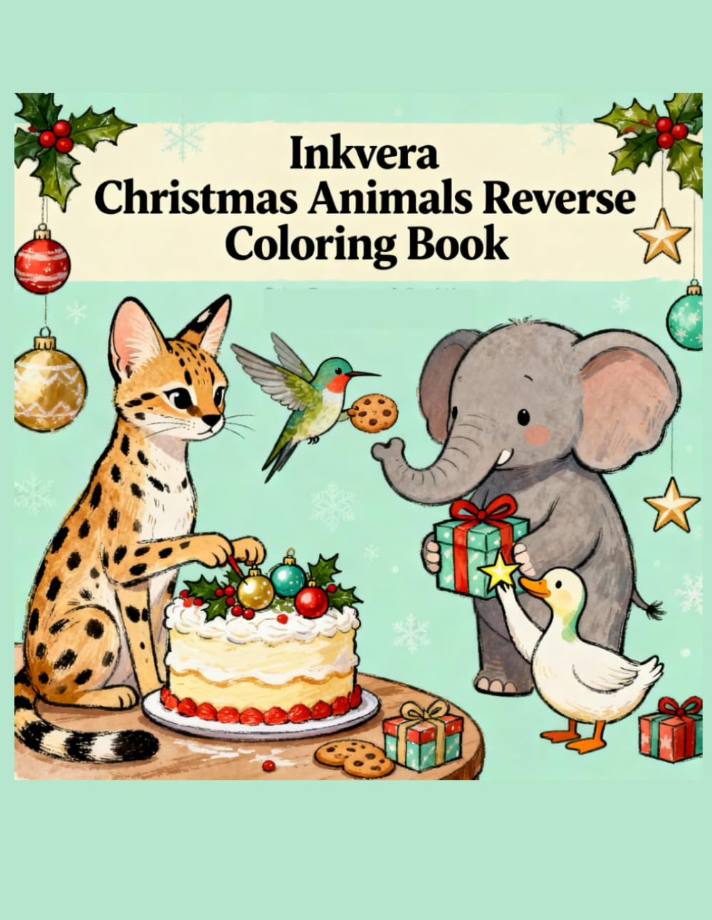 Inkvera Christmas Animals Reverse Coloring Book: Trace, Outline, and Create with Festive Holiday Animals — Reverse Coloring, Ink Tracing, Mindful ... Adult coloring book, Christmas coloring book