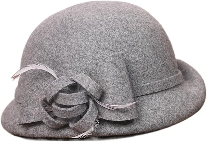Elegant Wool Tweed Three-Dimensional Flowers Beret Cap Ladies Stewardess Bud Bowler Hat