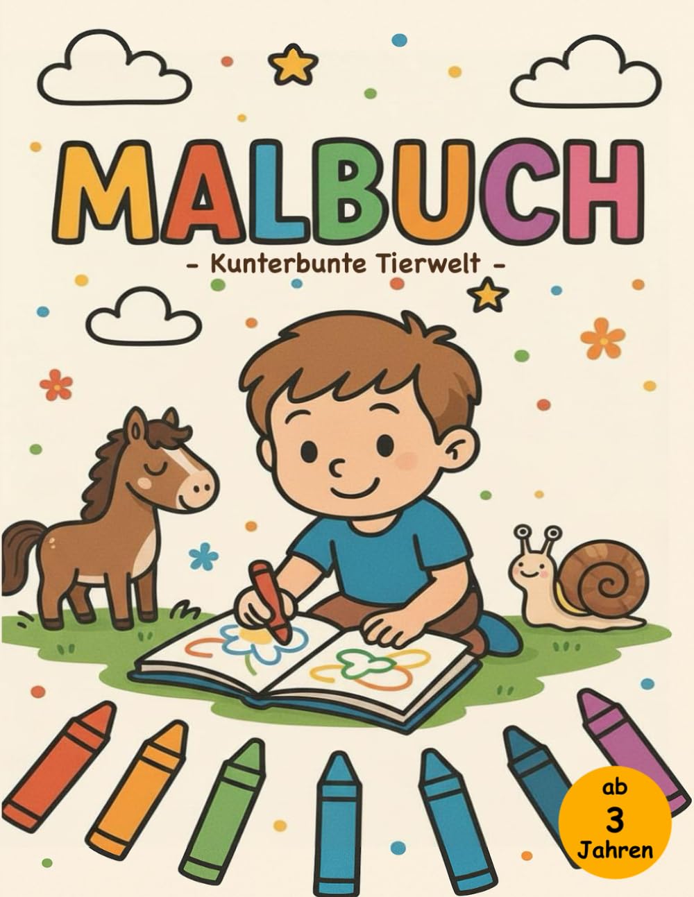 Kunterbunte Tierwelt – Malbuch für Kinder ab 3 Jahren: 95 einfache und große Tiermotive zum Ausmalen – ideales Beschäftigungsbuch mit dicken Linien für Kleinkinder, Vorschule & Kindergarten