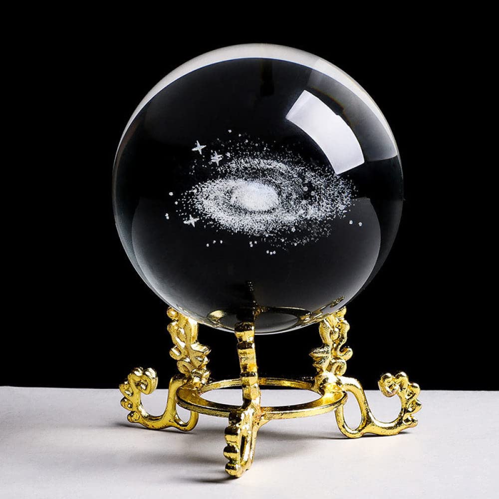 60/70/80MM średnica Globe Galaxy miniatury kryształowa kula 3d grawerowane szkło kwarcowe kula kula akcesoria do dekoracji domu, ze srebrną podstawą, 80mm