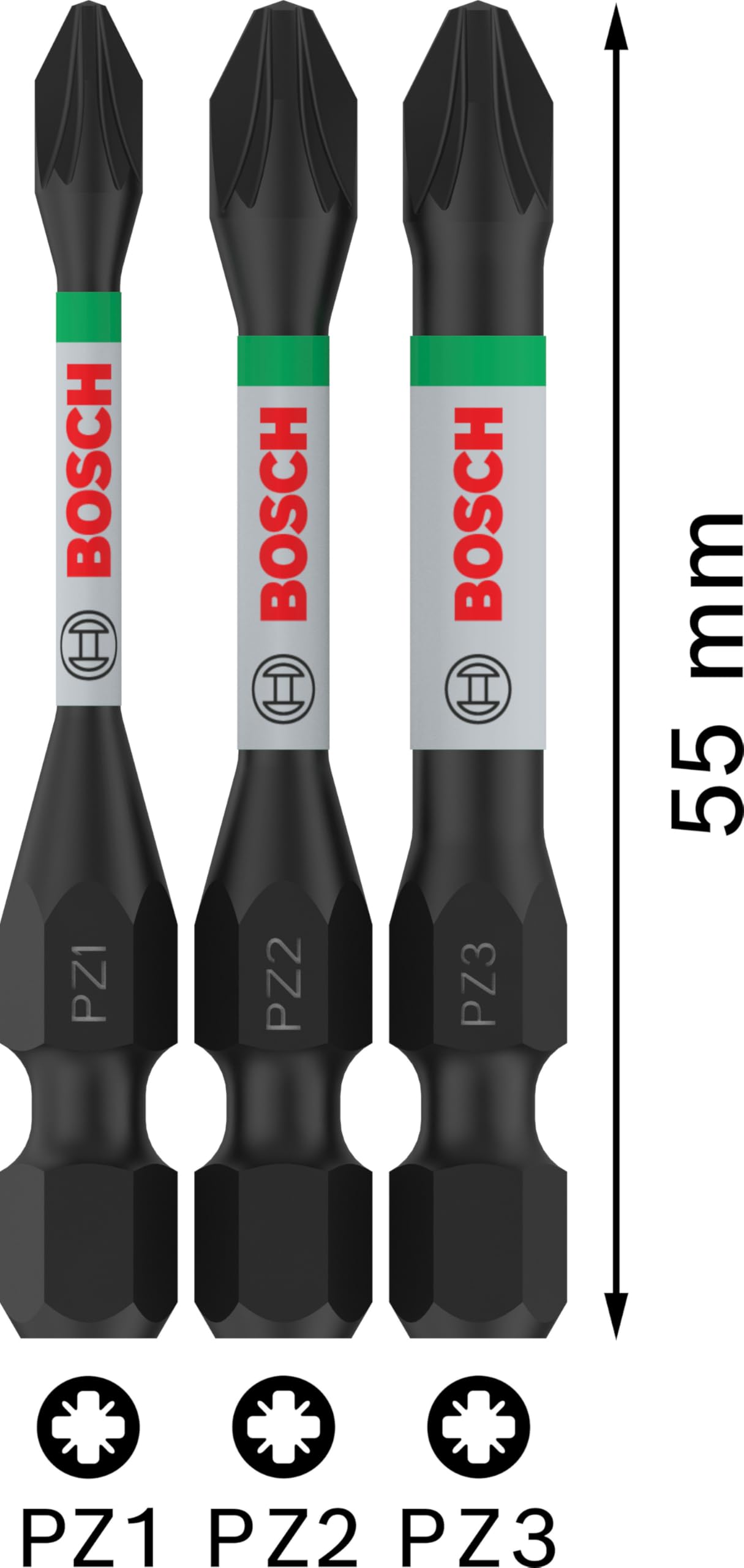 Bosch 3x Bit PRO Pozidriv Impact (125 x 50 mm, Professional Akcesoria Śrubokręt, Śrubokręt)