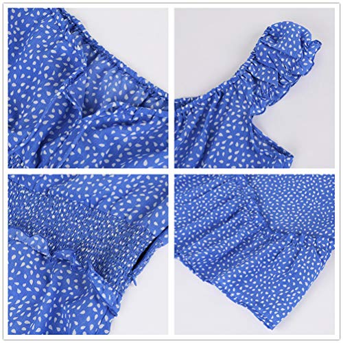 YOBECHO Womens Summer Ruffle Sleeve Sweetheart Neckline Printing Dress Mini Dresses4