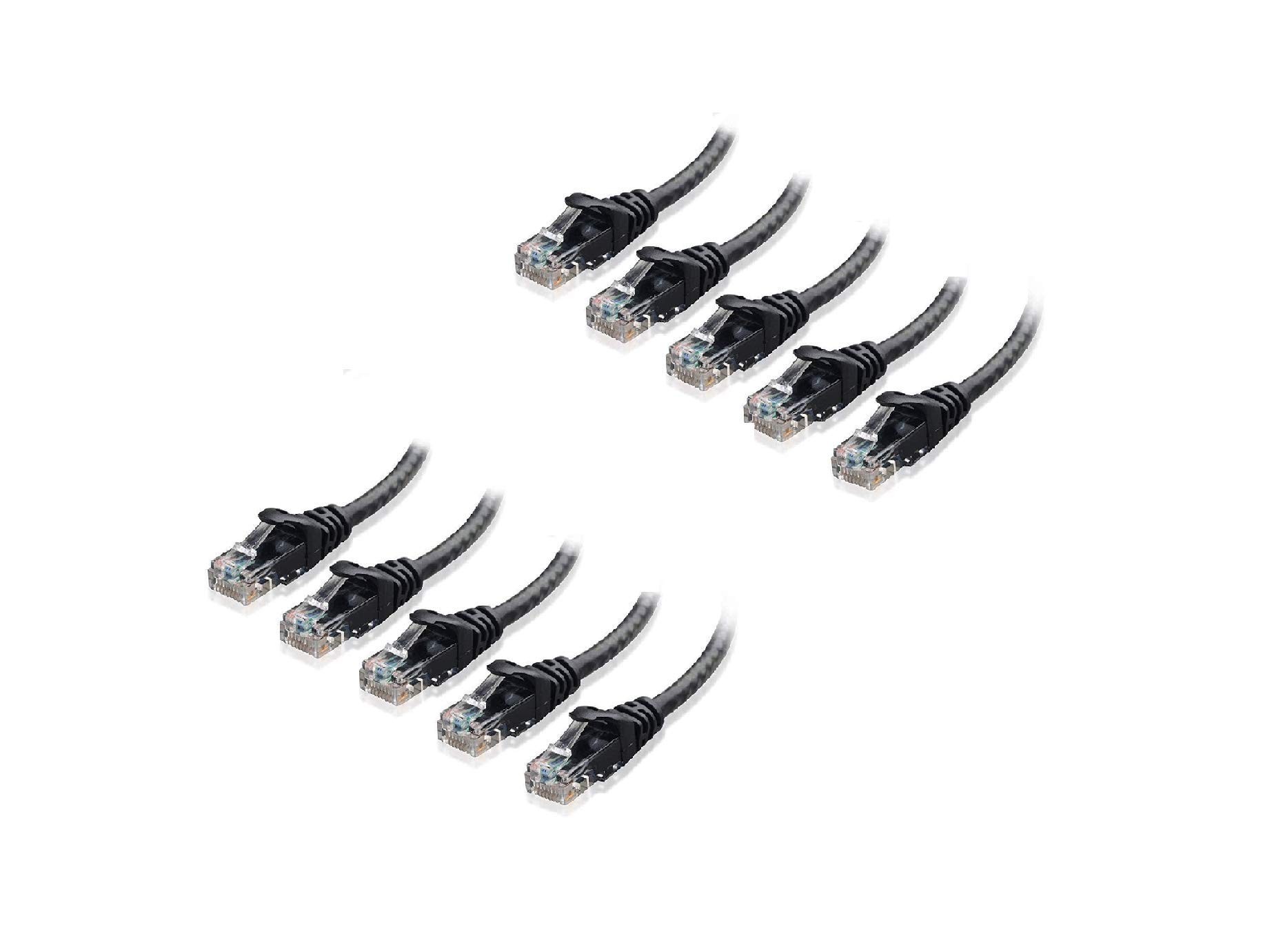 DKURVE Cat 6 Snagless Ethernet Cable Patch - 3ft (Black) - Pack of 10