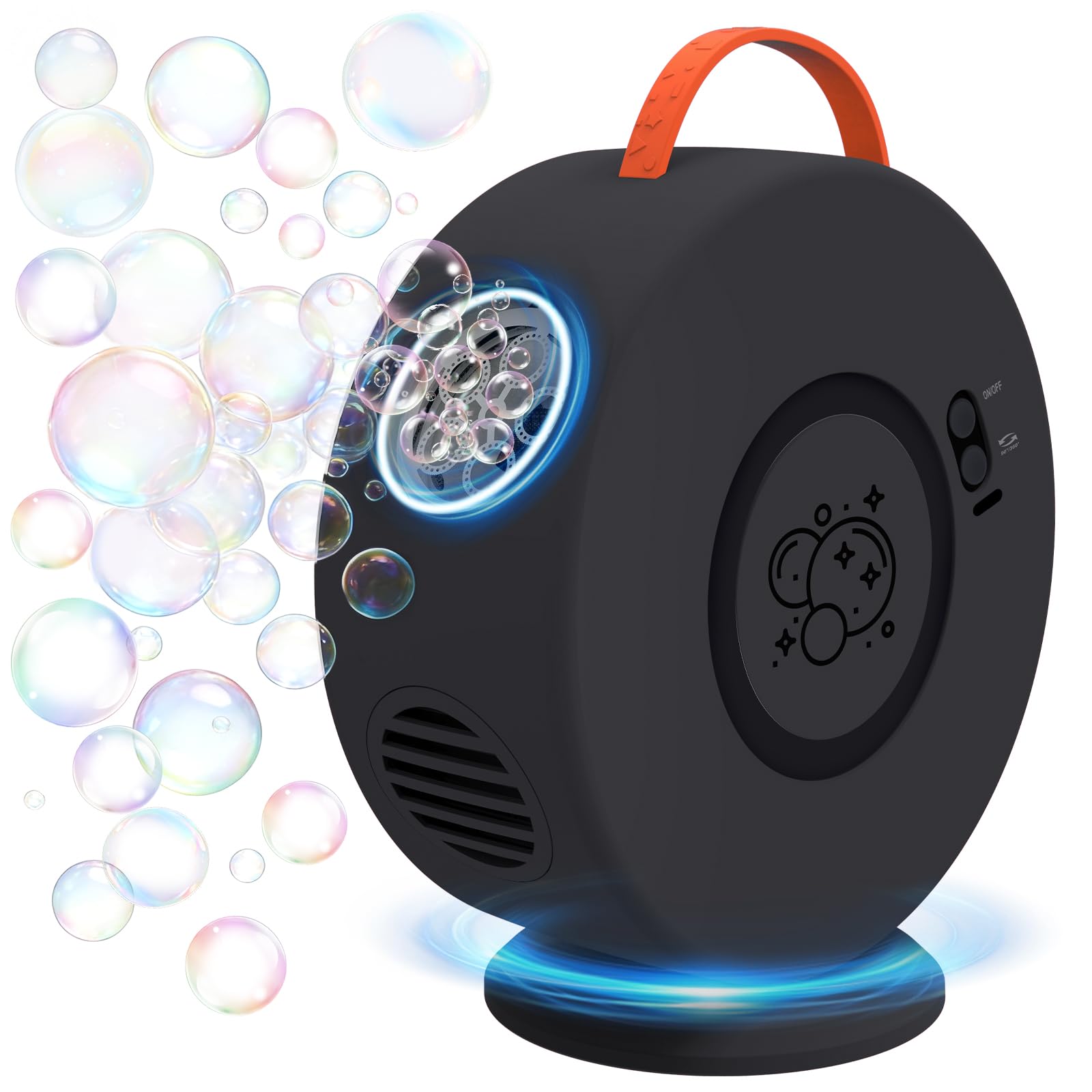 Bubble Machine Automatic Bubble Blower for Kids Toddlers Rechargeable Battery Portable Bubble Maker Electric Bubble Machine Auto Rotating 90°/360° Outdoor Toy for Birthday Party Wedding