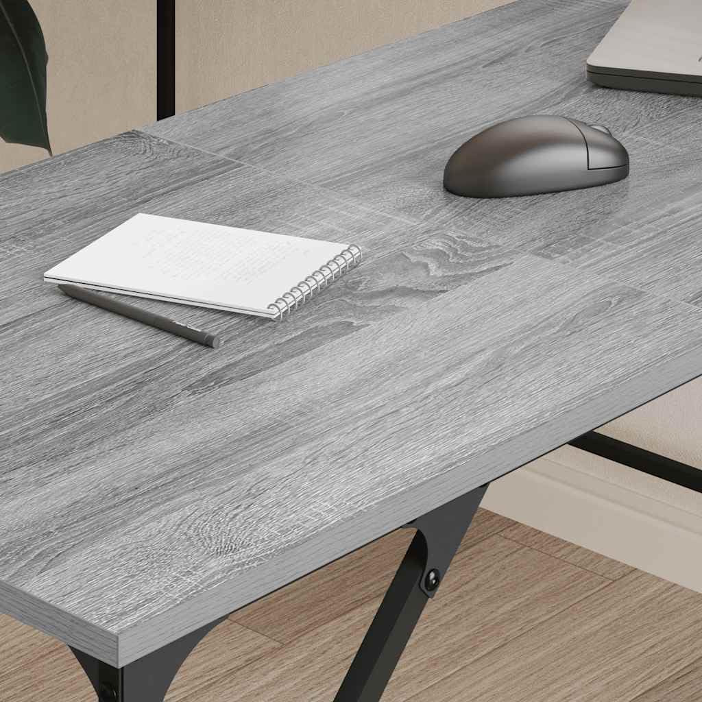 Schreibtisch Grau Sonoma 149x149x75 cm Holzwerkstoff L-Form mit Metallrahmen für Homeoffice Arbeitszimmer PC Laptop Ecke Stauraum Ablage ergonomisch zum Lernen und Zocken