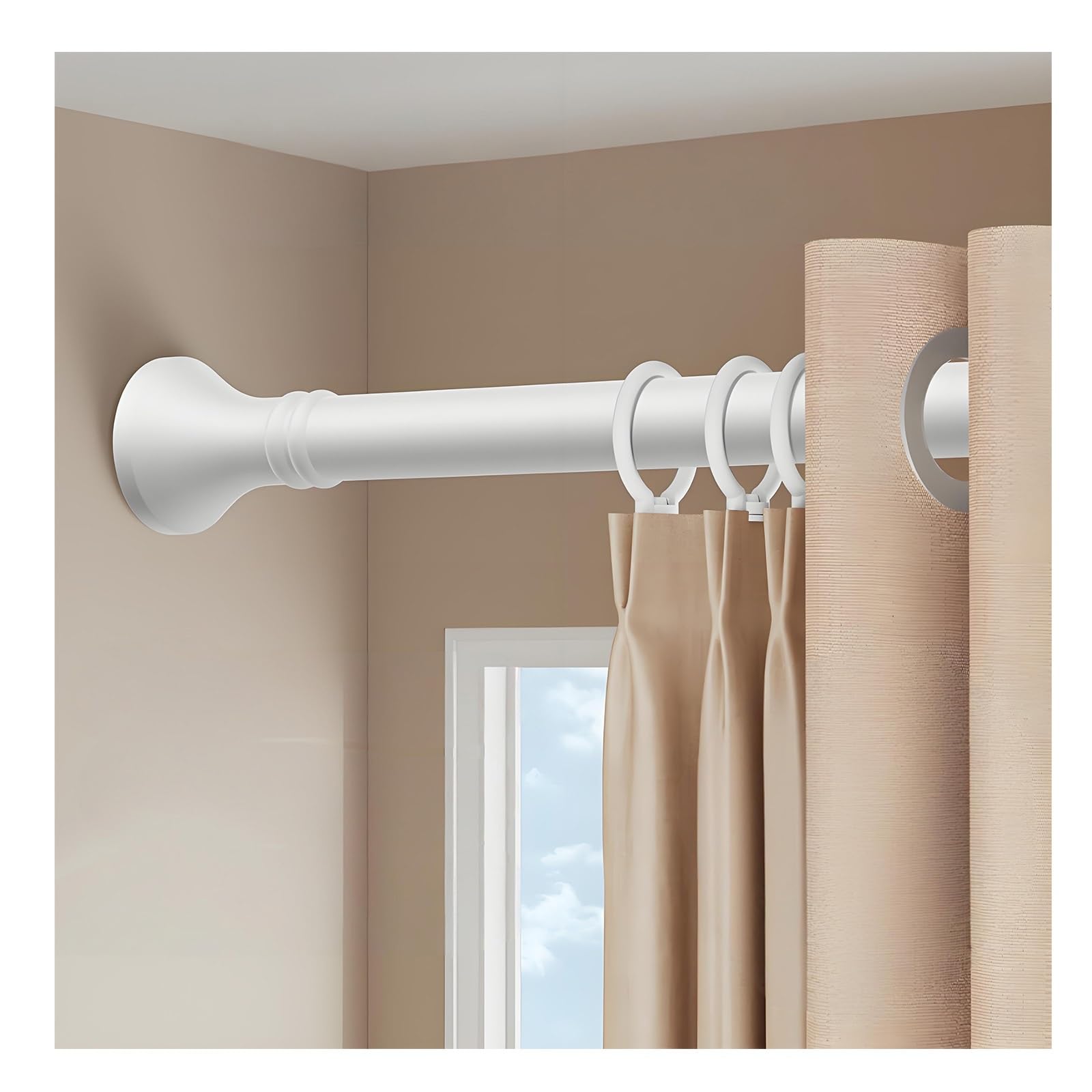 WQPMNYG Extendable Shower ain Pole 1m 1.5m 2.5m 3.5m 4m 5m Adjustable Rust Free No Drill ng NetRod Shower ain Pole Rail for Bathroom Window(White0.40.55m/15 21")