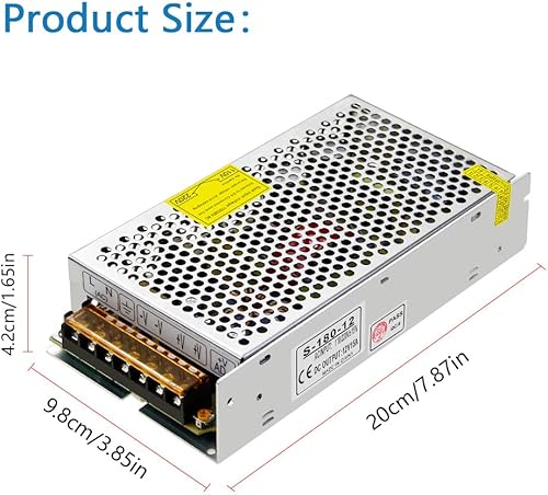 Miniatura 2 de SHNITPWR Adaptador de fuente de alimentación de 12 V 15 A 180 W 110 V220 V CA a CC Convertidor de energía de conmutación regulado universal