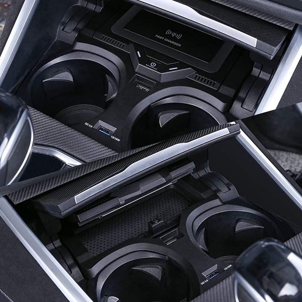 Bezprzewodowa ładowarka samochodowa, kompatybilna z BMW 3 Series G20 2020, 2021, BMW 4 Series G22 2021, obsługuje oryginalny samochód z panelem akcesoriów do konsoli centralnej NFC 15 W, bezprzewodowa