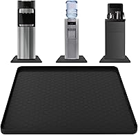 HALAGAS Non-Slip Water Cooler Mat 22"x19" with Raised Edge - Spill-Proof Floor Protector for Kitchens, Offices, Bedrooms (Black)