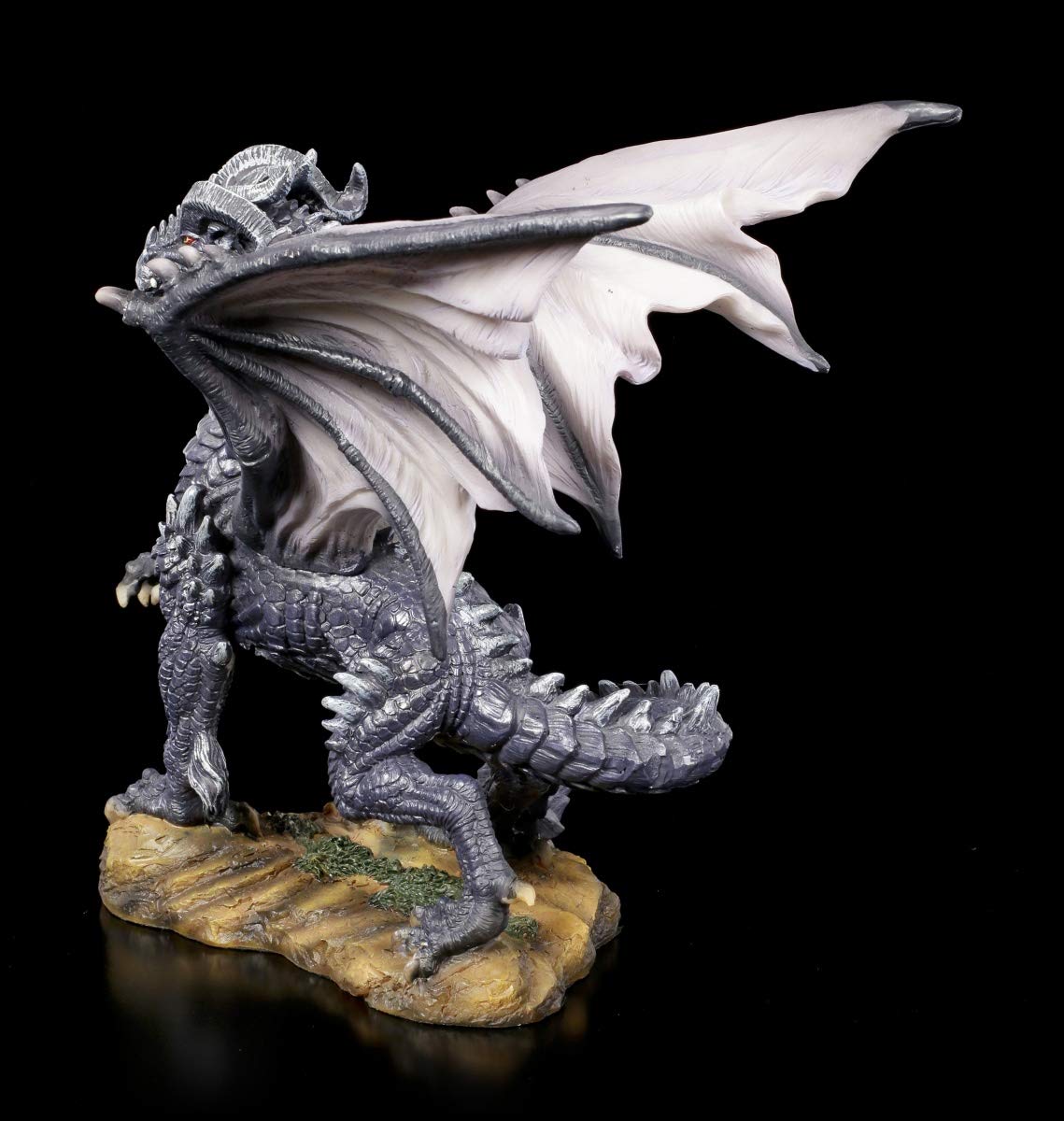 Figuren Shop GmbH Figura de dragón oscuro | Fantástica criatura gótica decorativa de dragón | Escultura, estatua, altura 19,5 cm