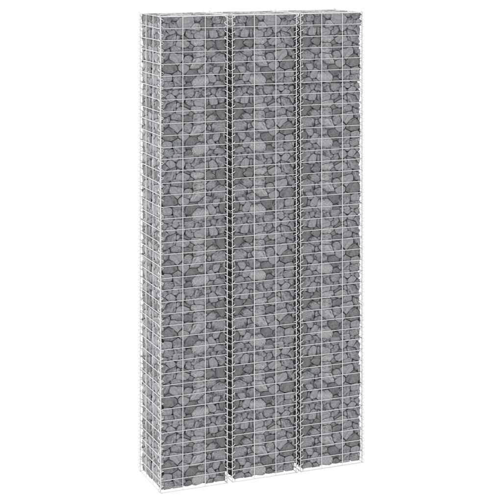 vidaXL 3X Gabione Hochbeet Gabionen Steinkorb Gabionenkorb Pflanzkorb Blumenkasten Pflanzkübel Steingabionen Wand Mauer 30x30x200cm Eisen