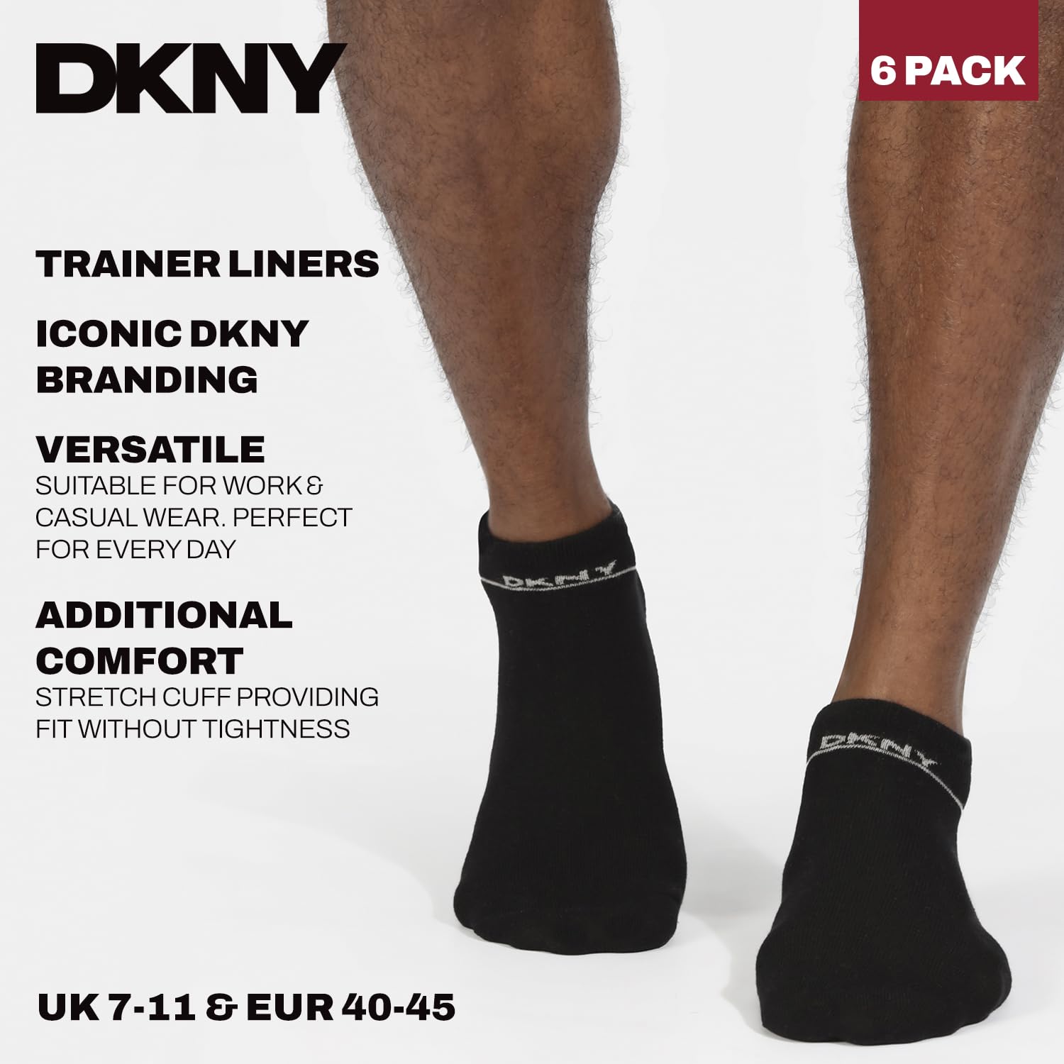 DKNY Męska wkładka do sneakersów, 6 szt., czarny/biały/szary, Czarny, 41-45 EU